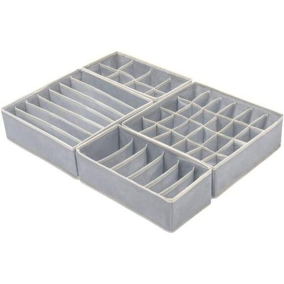 Drawer Organizers for Underwear Bras Socks Closet Storage Boxes Foldable Set - Picture 2 of 8